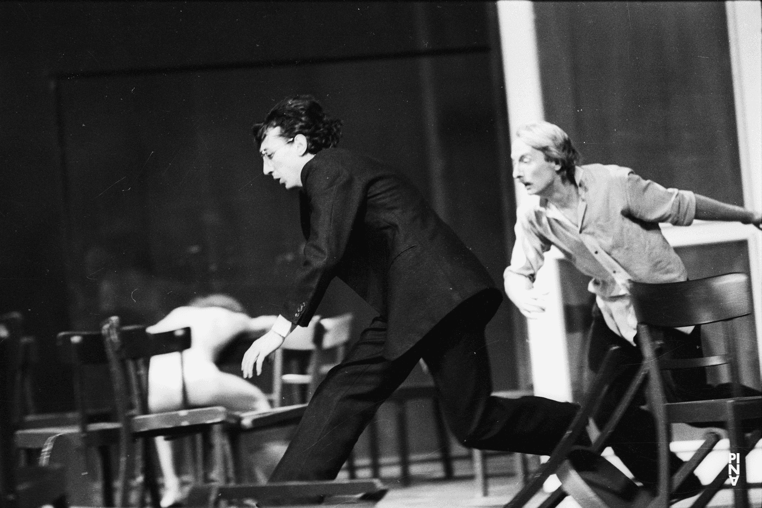 Jean Laurent Sasportes, Dominique Mercy and Malou Airaudo in “Café Müller” by Pina Bausch