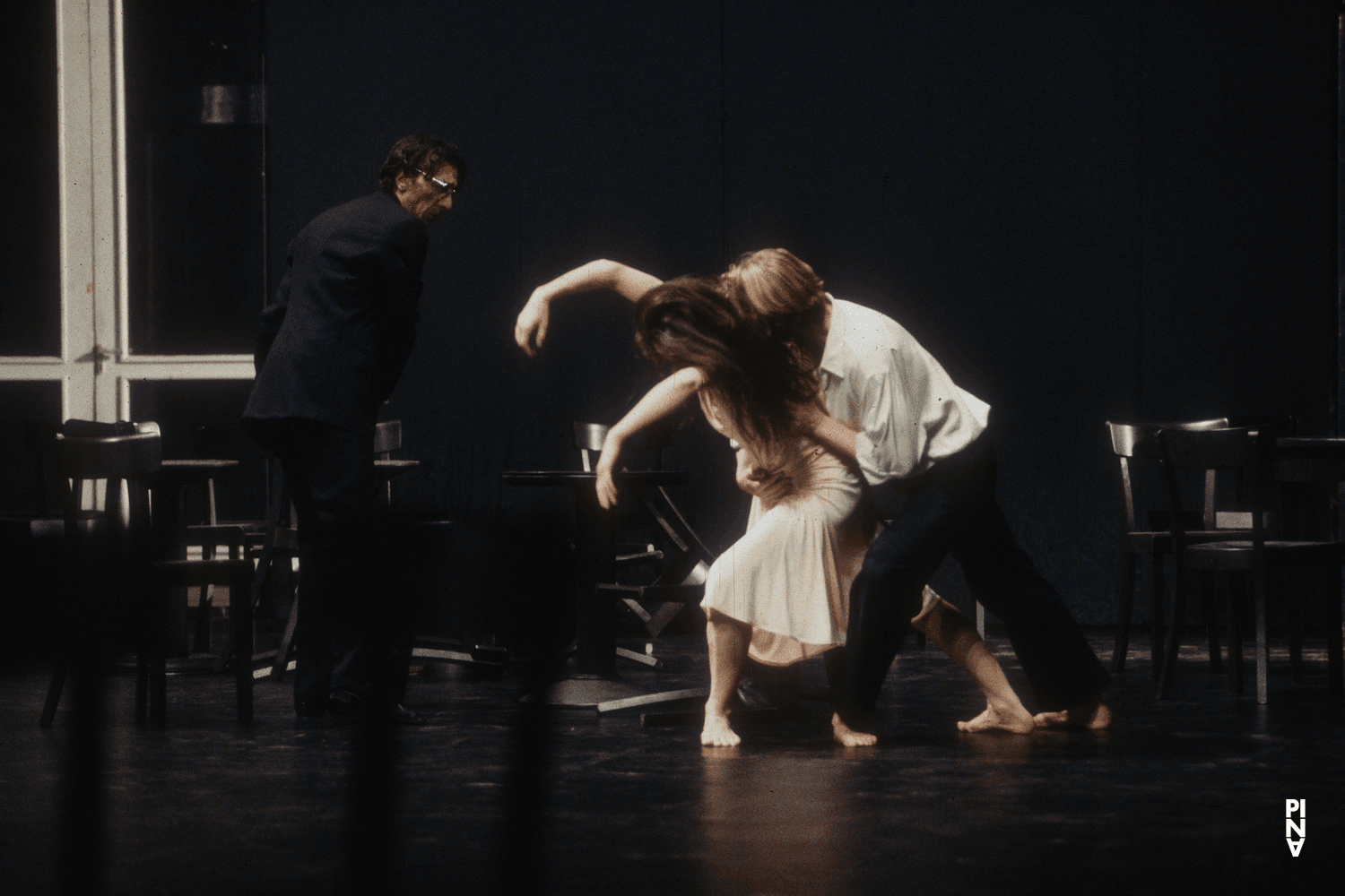 Dominique Mercy, Malou Airaudo and Jean Laurent Sasportes in “Café Müller” by Pina Bausch