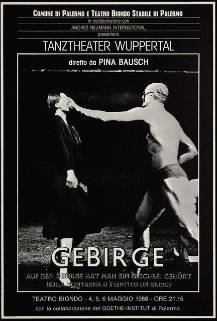 Poster for “Auf dem Gebirge hat man ein Geschrei gehört (On the Mountain a Cry Was Heard)” by Pina Bausch in Palermo, 05/04/1988 – 05/06/1988
