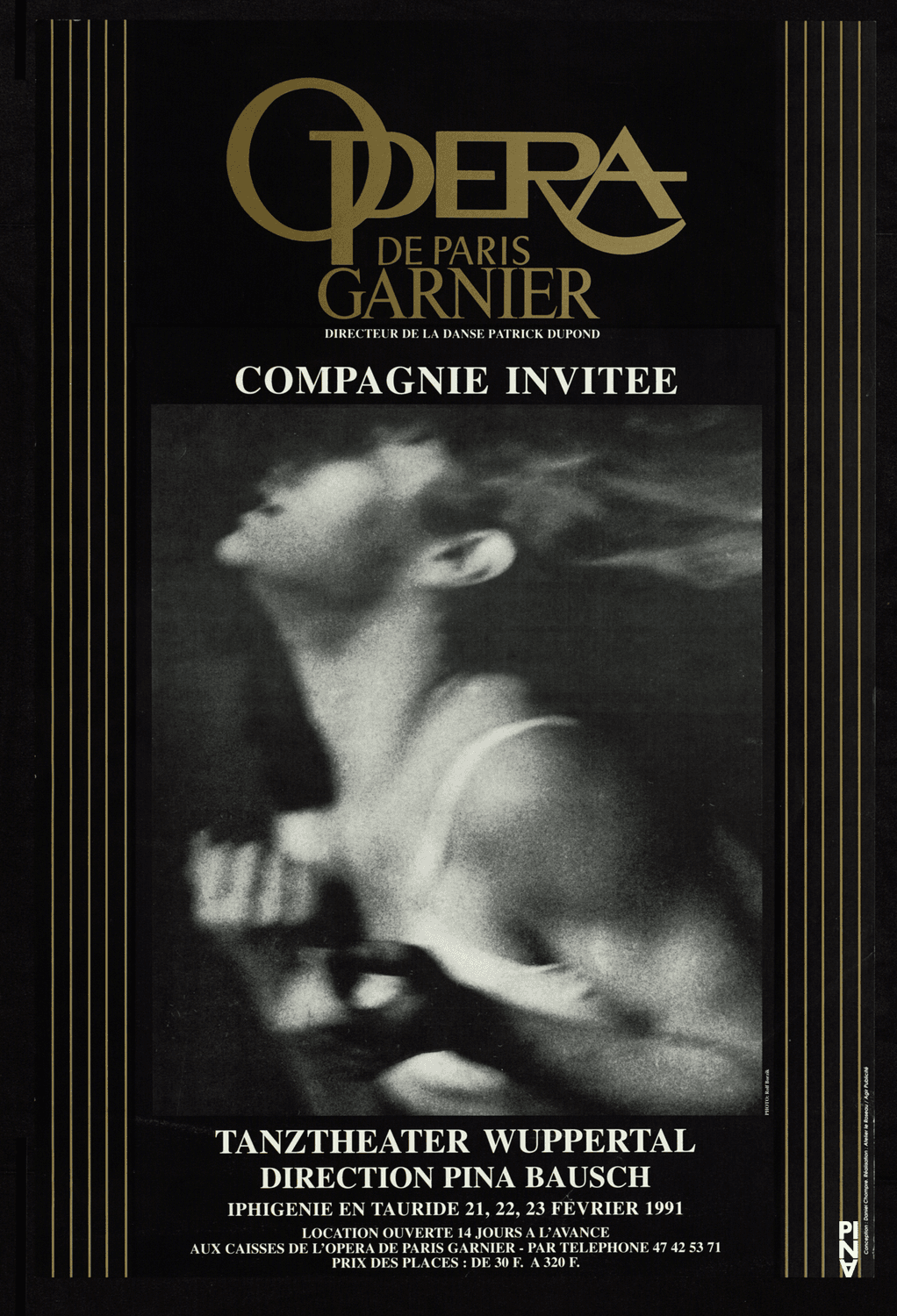 Poster for “Iphigenie auf Tauris” by Pina Bausch in Paris, 02/21/1991 – 02/23/1991