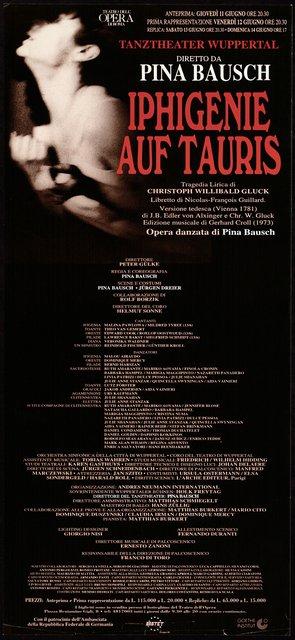 Poster for “Iphigenie auf Tauris” by Pina Bausch in Rome, 06/12/1992 – 06/14/1992