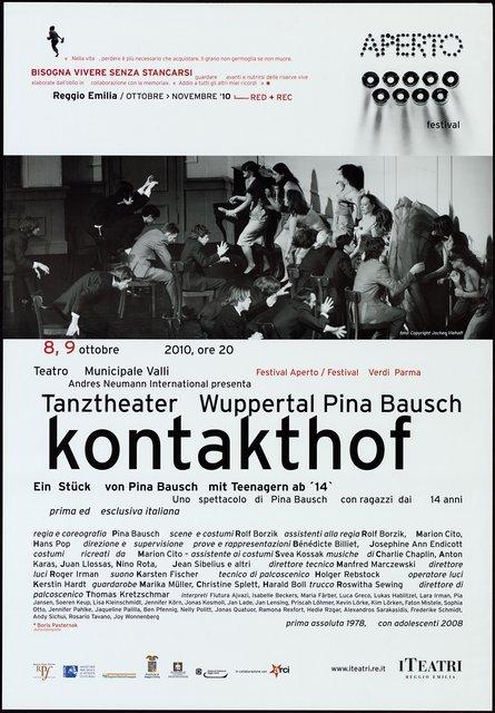 Affiche de « Kontakthof. Avec des jeunes de plus de 14 ans » de Pina Bausch à Reggio nell'Emilia, 8 oct. 2010 – 9 oct. 2010