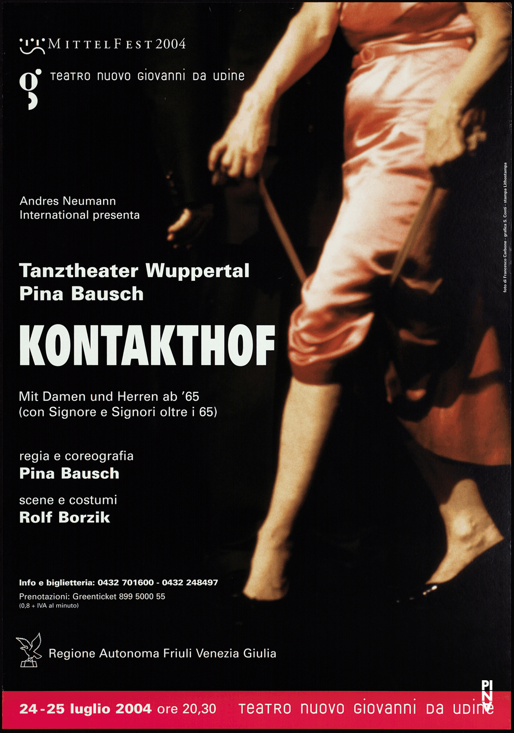 Poster for “Kontakthof. With Ladies and Gentlemen over 65” by Pina Bausch in Udine, 07/24/2004 – 07/25/2004