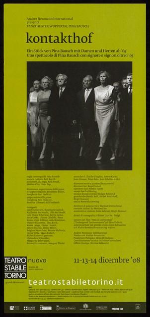 Affiche de « Kontakthof. Avec des dames et messieurs de plus de 65 ans » de Pina Bausch à Turin, 11 déc. 2008 – 14 déc. 2008
