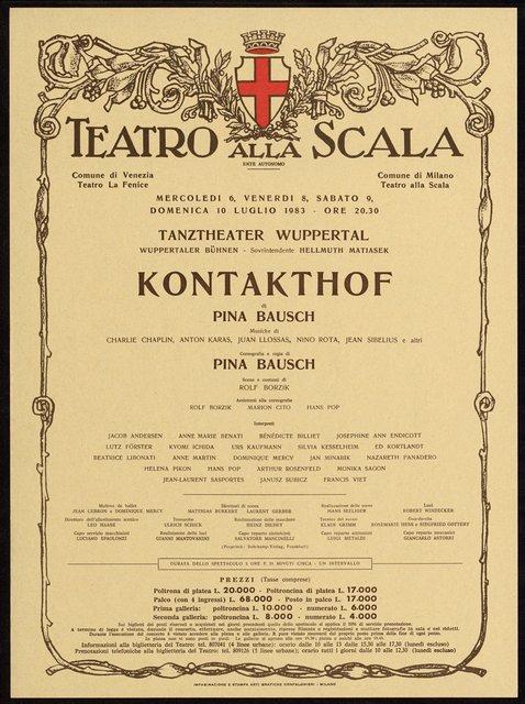 Poster for “Kontakthof” by Pina Bausch in Milan, 07/06/1983 – 07/10/1983