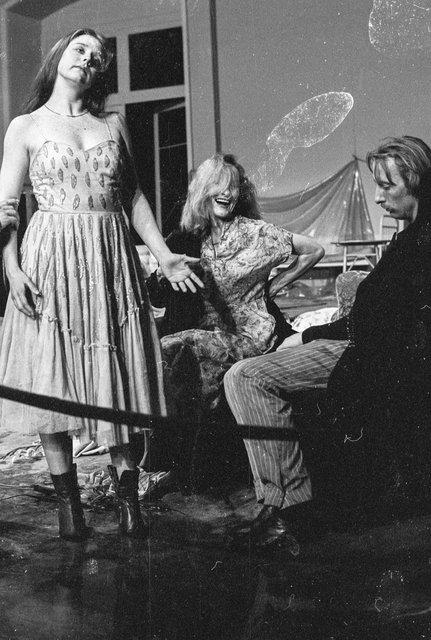 Dominique Mercy, Soňa Červená and Josephine Ann Endicott in “He Takes Her by The Hand and Leads Her Into the Castle, The Others Follow” by Pina Bausch, season 1977/78