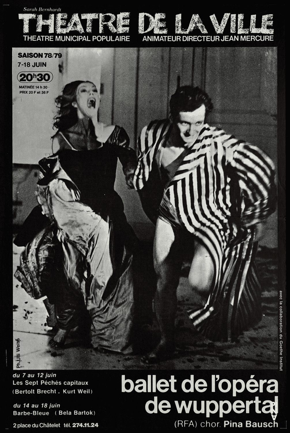 Poster for “Bluebeard. While Listening to a Tape Recording of Béla Bartók's Opera "Duke Bluebeard's Castle"” and “The Seven Deadly Sins” by Pina Bausch in Paris, 06/07/1979 – 06/18/1979