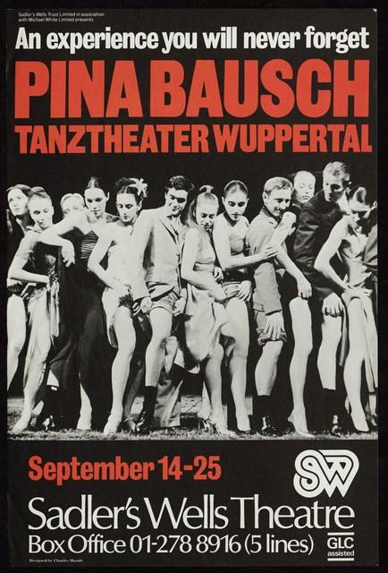 Affiche de « 1980 – Une pièce de Pina Bausch » et « Kontakthof » de Pina Bausch à Londres, 14 sept. 1982 – 25 sept. 1982