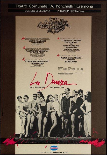 Poster for “Café Müller” and “The Rite of Spring” by Pina Bausch in Cremona, 10/28/1988 – 10/29/1988