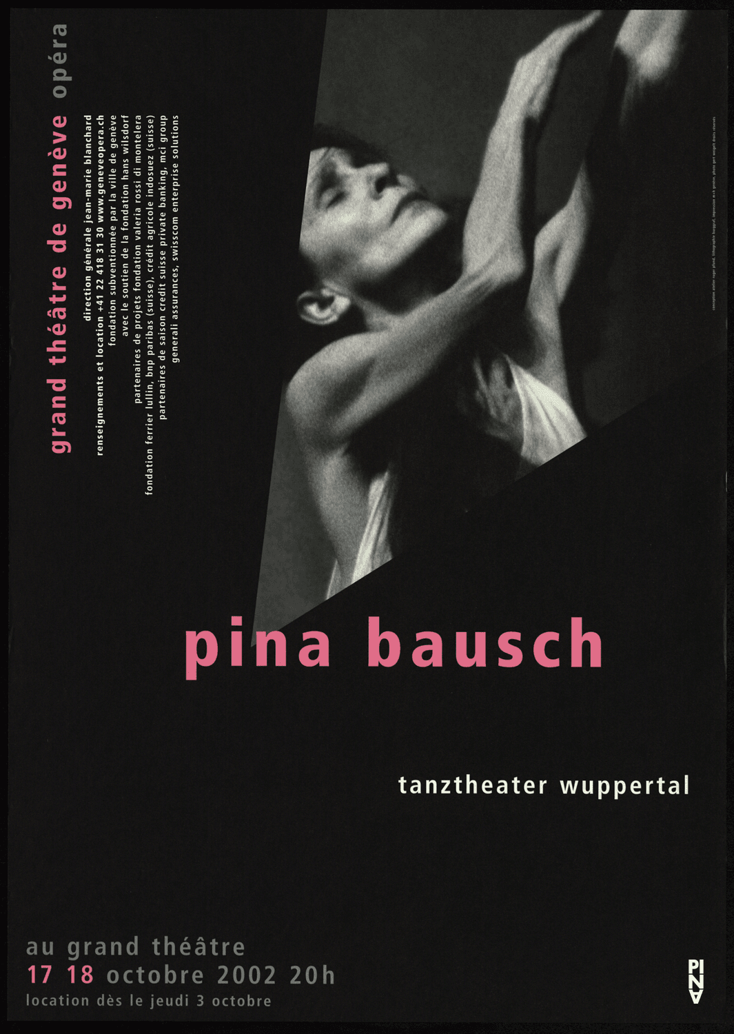 Poster for “Café Müller” and “The Rite of Spring” by Pina Bausch in Geneva, 10/17/2002 – 10/18/2002