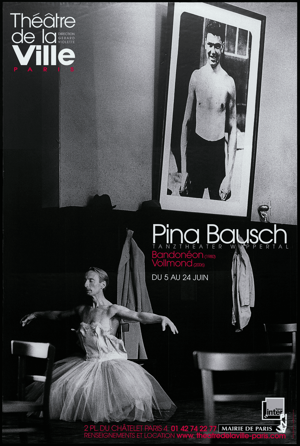Poster for “Bandoneon” and “Vollmond (Full Moon)” by Pina Bausch in Paris, 06/05/2007 – 06/24/2007