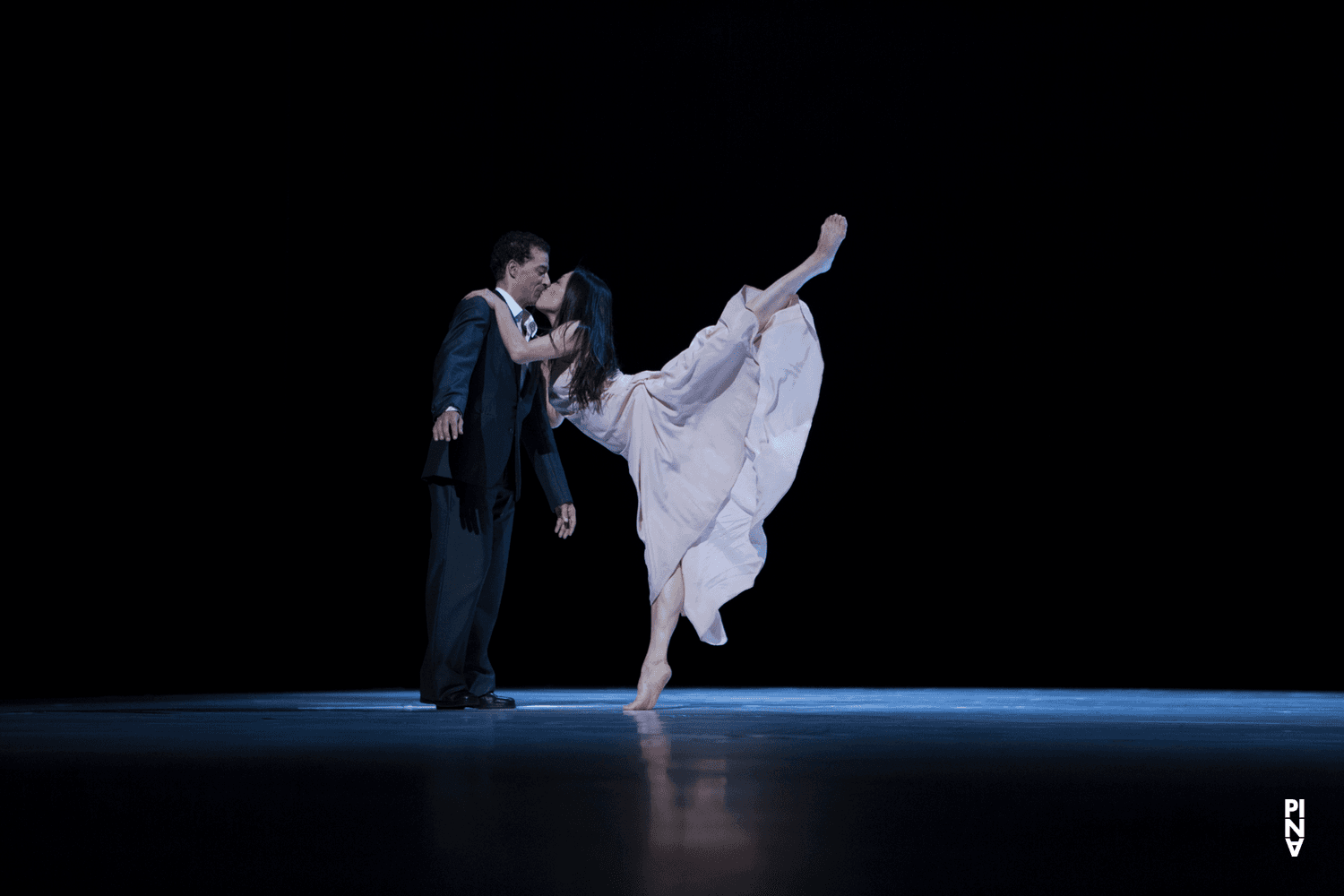 Azusa Seyama and Fernando Suels Mendoza in “"... como el musguito en la piedra, ay si, si, si ..." (Like Moss on the Stone)” by Pina Bausch with Tanztheater Wuppertal at Opernhaus Wuppertal (Germany), Sept. 25, 2014