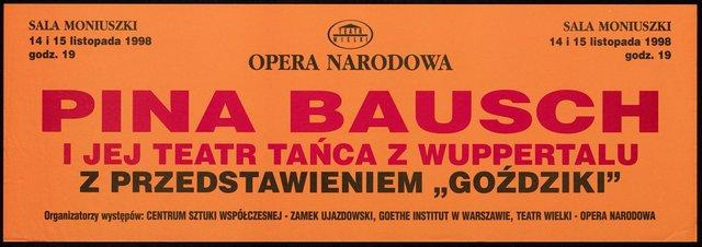 Plakat zu „Nelken“ von Pina Bausch in Warschau, 14.11.1998–15.11.1998