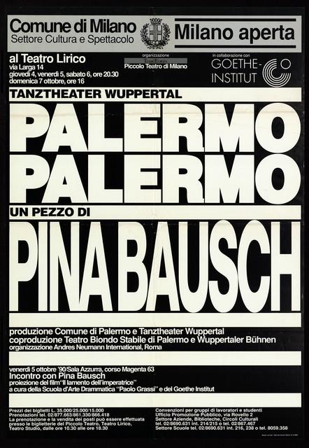 Affiche de « Palermo Palermo » de Pina Bausch à Milan, 4 oct. 1990 – 7 oct. 1990