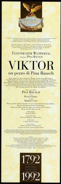 Plakat zu „Viktor“ von Pina Bausch in Venedig, 06.05.1992–12.05.1992