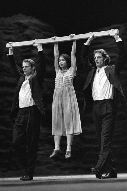 Pascal Merighi, Michael Strecker and Ditta Miranda Jasjfi in “Viktor” by Pina Bausch with Tanztheater Wuppertal at Théâtre du Châtelet Paris (France), June 26, 2001