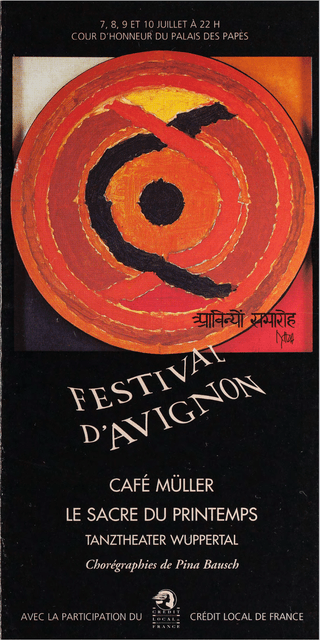 Programme pour « Café Müller » et « Le Sacre du printemps » de Pina Bausch avec Tanztheater Wuppertal en  Avignon, 7 juil. 1995 – 10 juil. 1995