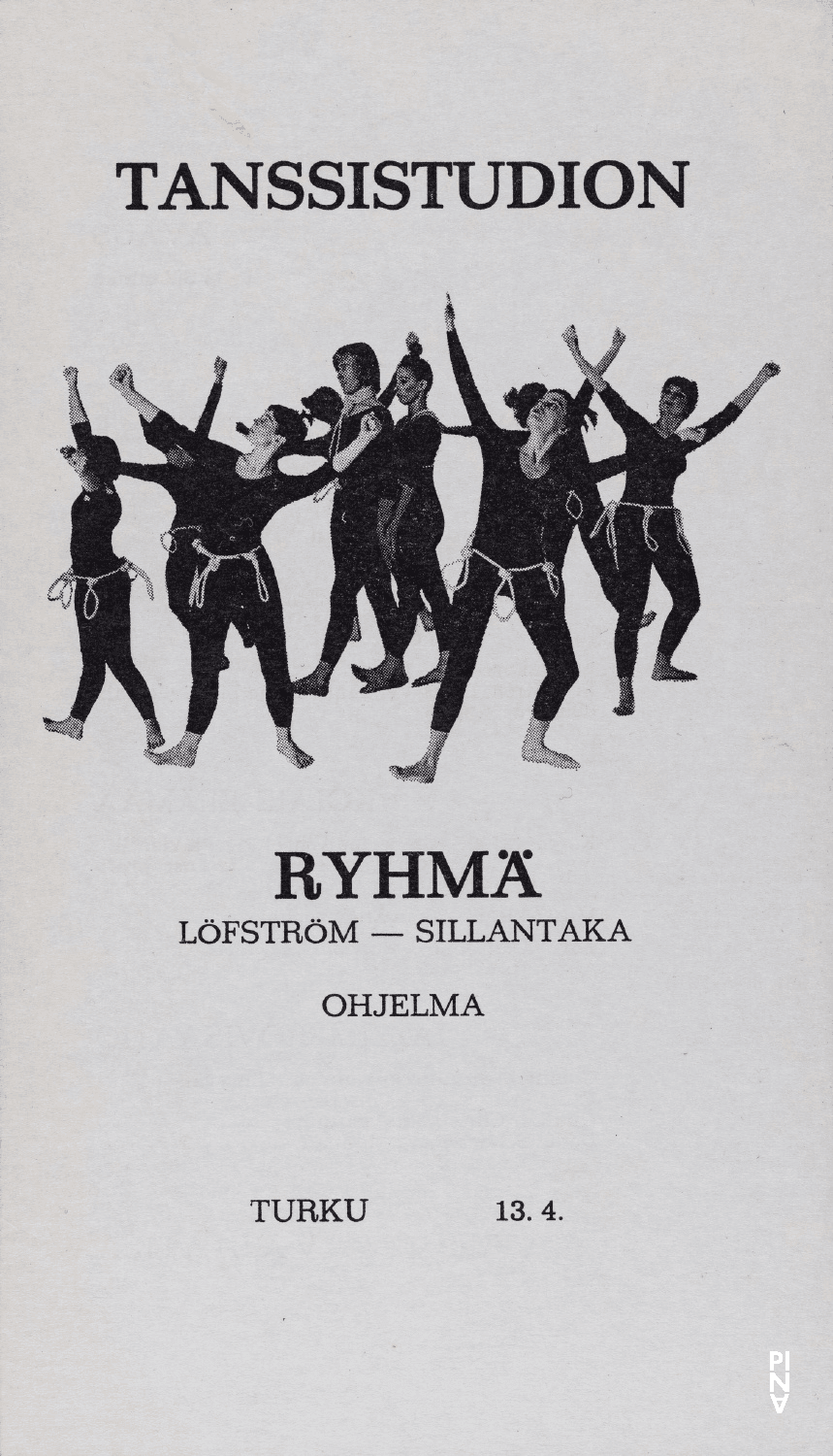 Evening leaflet for “Jazz improvisation with the Schönenberg-duo” by Pina Bausch, Günter Christmann and Detlef Schönenberg in Helsinki