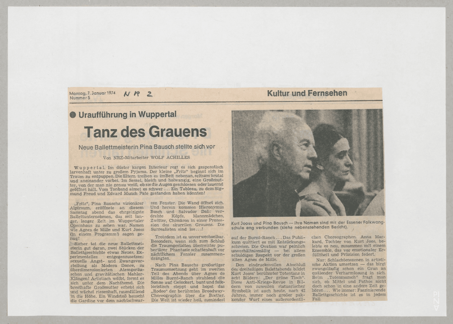 Tanz des Grauens – Wolf Achilles, Nordrhein Zeitung