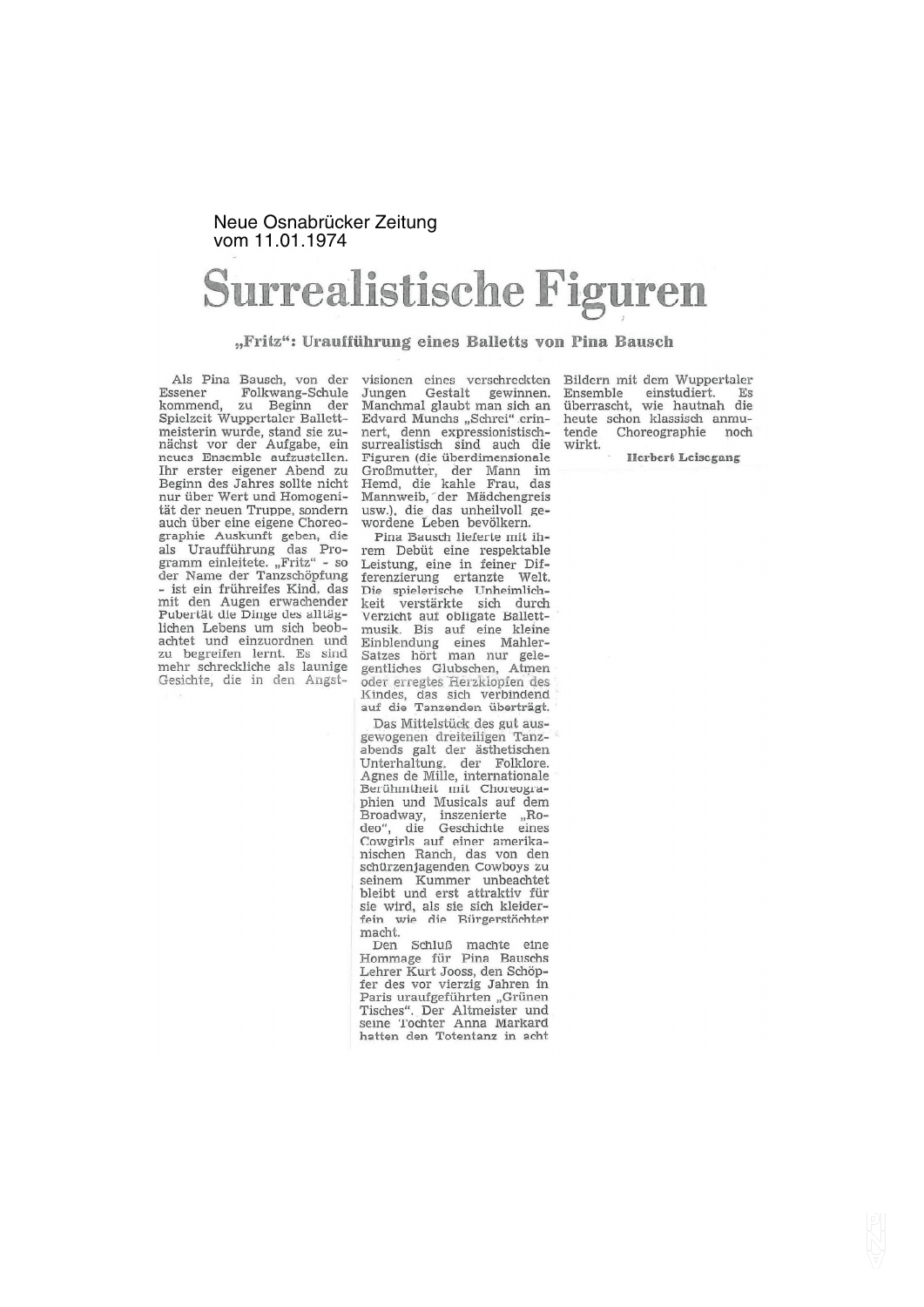 Surrealistische Figuren – Herbert Leisegang, Neue Osnabrücker Zeitung