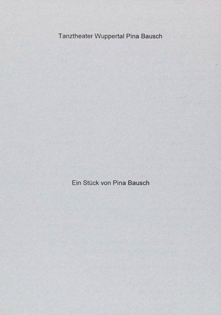 Programme pour « Água » de Pina Bausch avec Tanztheater Wuppertal à Wuppertal, 12 mai 2001 – 20 mai 2001