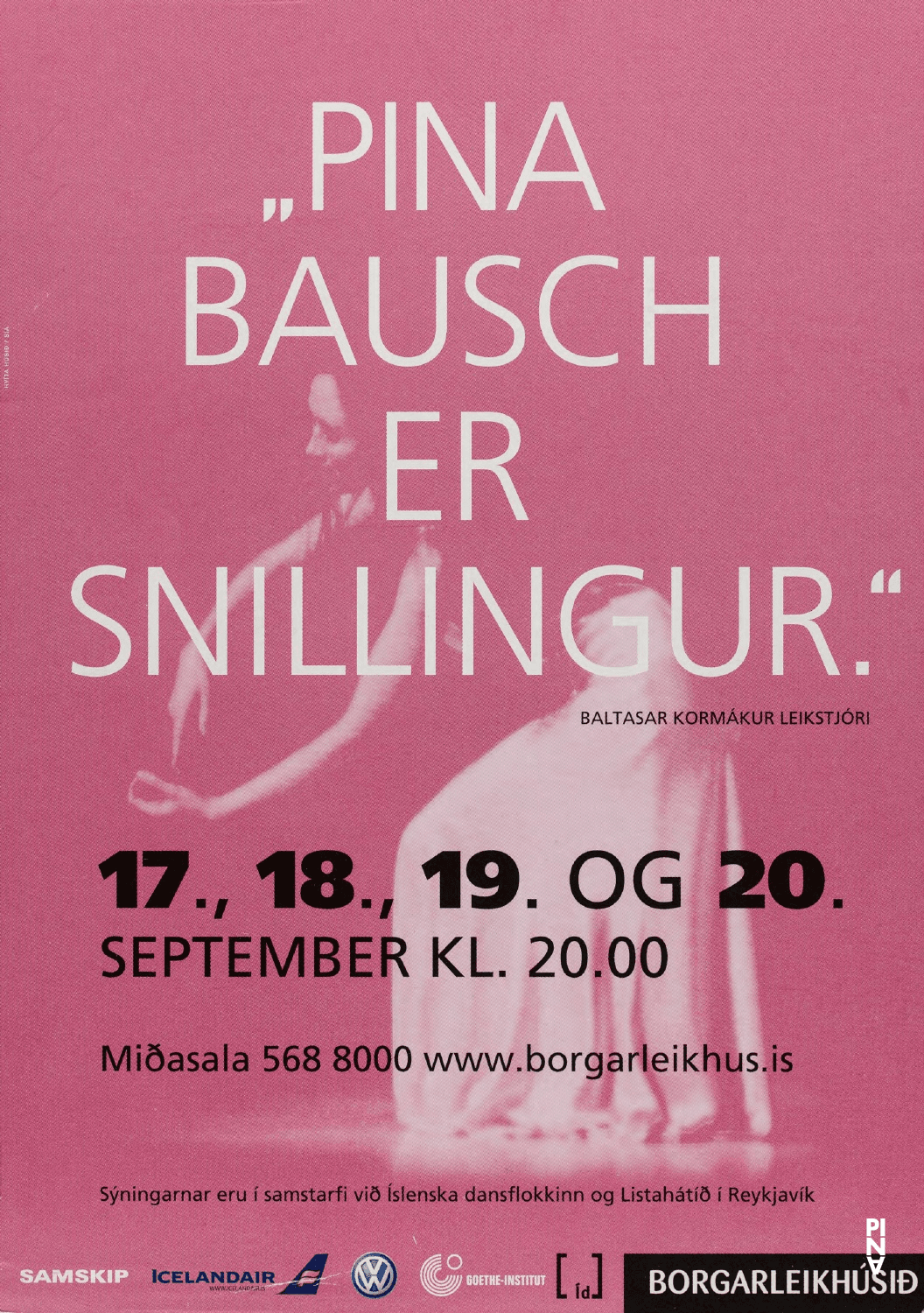 Prospectus pour « Água » de Pina Bausch avec Tanztheater Wuppertal à Reykjavik, 17 sept. 2006 – 20 sept. 2006