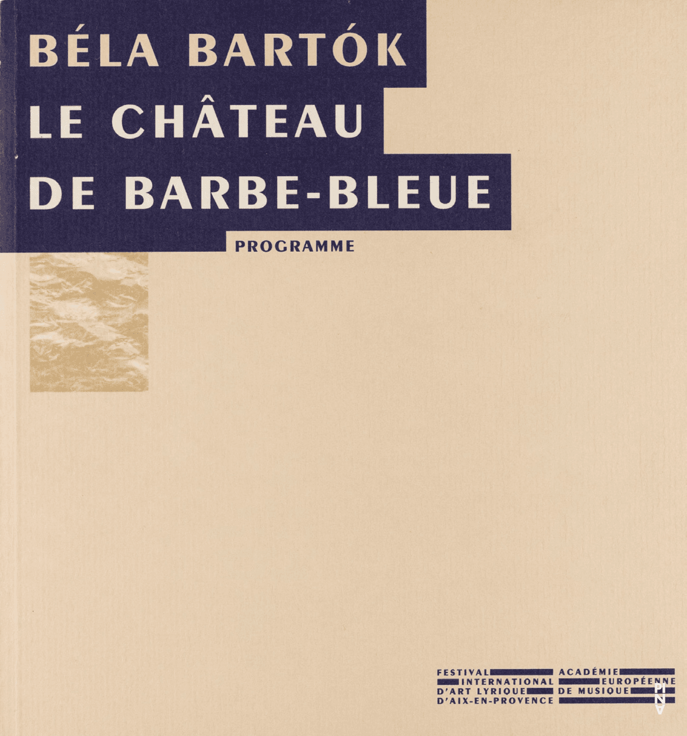 Booklet for “Bluebeard's Castle” by Pina Bausch with Tanztheater Wuppertal in in Aix-en-Provence, 07/25/1998 – 07/31/1998