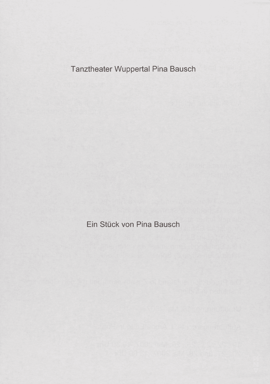 Evening leaflet for “Bamboo Blues” by Pina Bausch with Tanztheater Wuppertal in in Wuppertal, 05/18/2007 – 05/28/2007