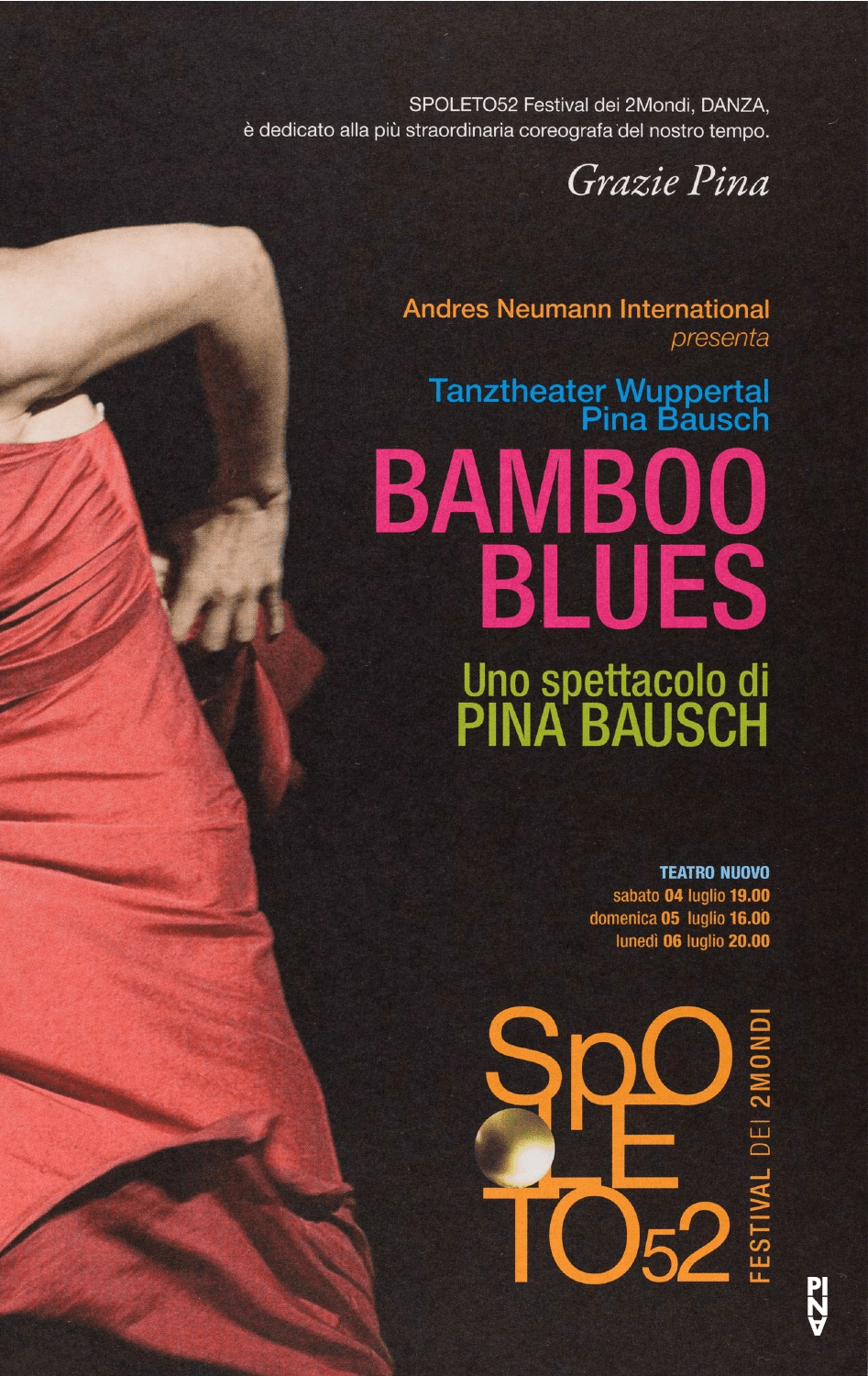 Programme pour « Bamboo Blues » de Pina Bausch avec Tanztheater Wuppertal à Spoleto, 4 juil. 2009 – 6 juil. 2009