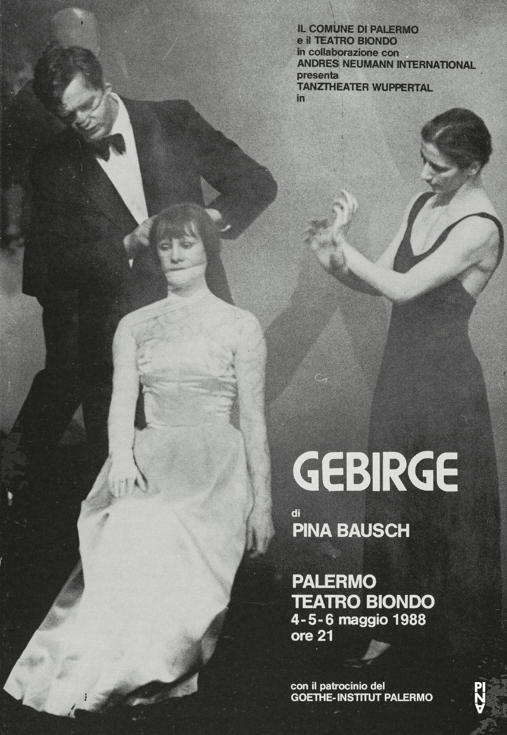 Booklet for “Auf dem Gebirge hat man ein Geschrei gehört (On the Mountain a Cry Was Heard)” by Pina Bausch with Tanztheater Wuppertal in in Palermo, 05/04/1988 – 05/06/1988