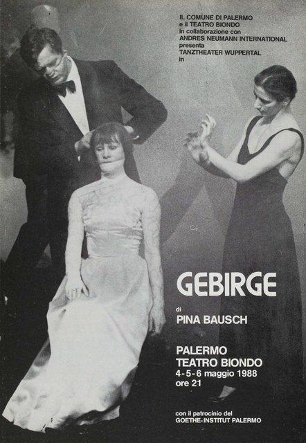 Programme pour « Auf dem Gebirge hat man ein Geschrei gehört (Sur la montagne, on entendit un hurlement) » de Pina Bausch avec Tanztheater Wuppertal à Palerme, 4 mai 1988 – 6 mai 1988