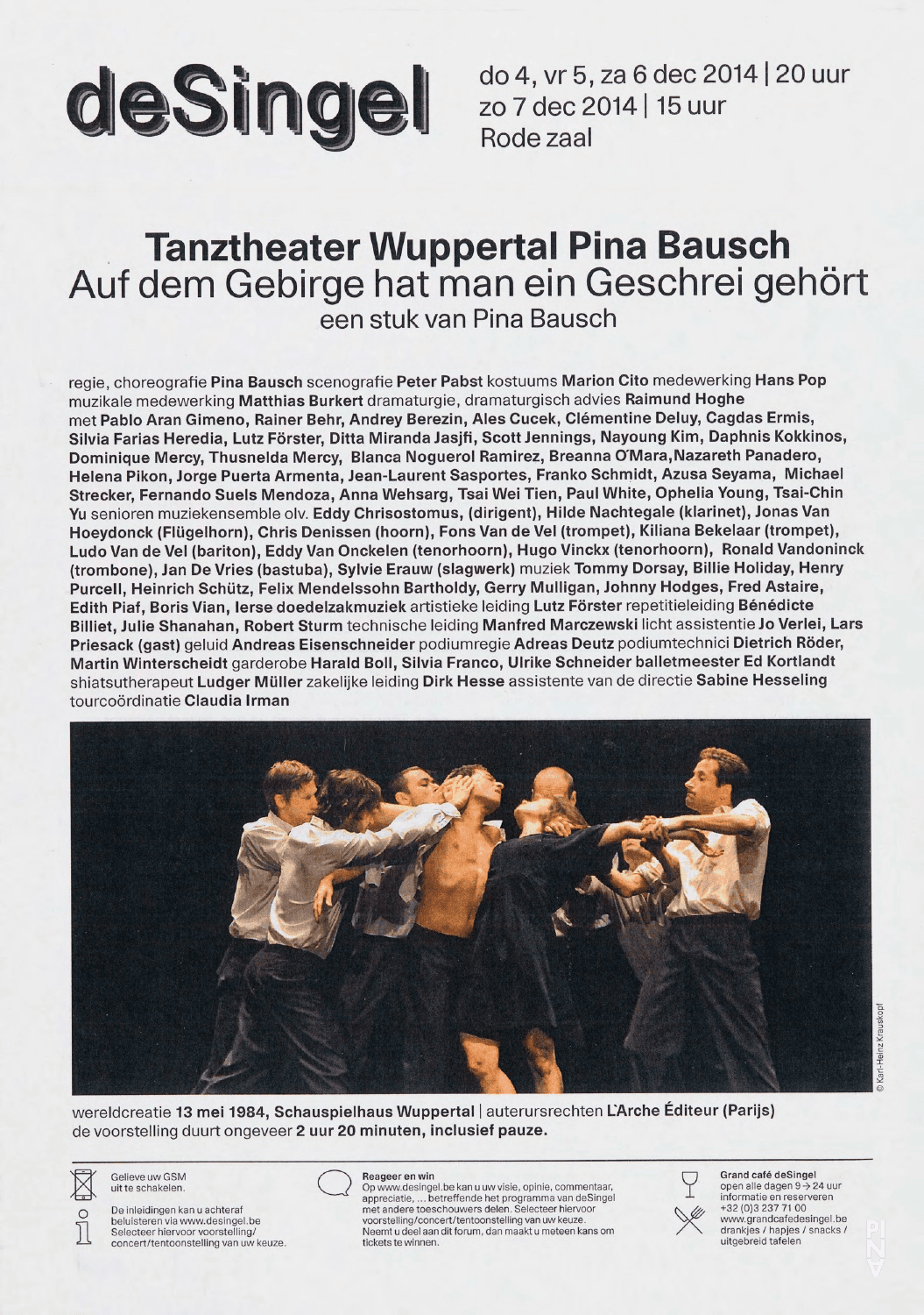 Booklet for “Auf dem Gebirge hat man ein Geschrei gehört (On the Mountain a Cry Was Heard)” by Pina Bausch with Tanztheater Wuppertal in in Antwerp, 12/04/2014 – 12/07/2014