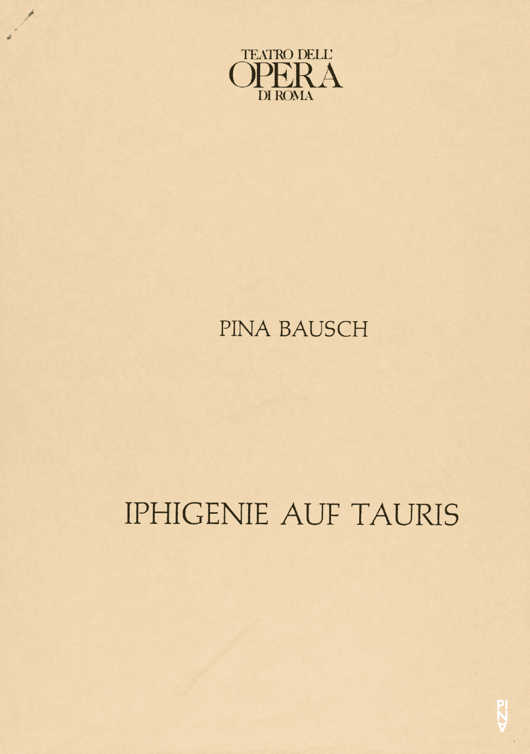Programme pour « Iphigenie auf Tauris » de Pina Bausch avec Tanztheater Wuppertal à Rome, 12 juin 1992 – 14 juin 1992