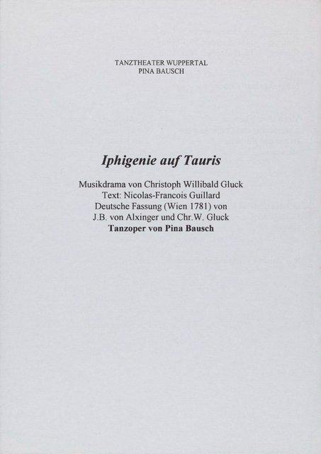 Programme pour « Iphigenie auf Tauris » de Pina Bausch avec Tanztheater Wuppertal à Wuppertal, 10 déc. 1999 – 12 déc. 1999