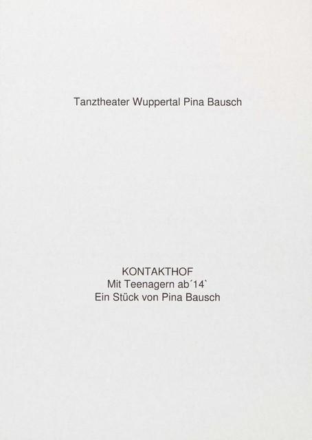 Programme pour « Kontakthof. Avec des jeunes de plus de 14 ans » de Pina Bausch à Wuppertal, 7 nov. 2008 – 8 nov. 2008