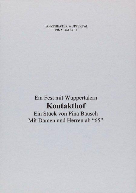 Evening leaflet for “Kontakthof. With Ladies and Gentlemen over 65” by Pina Bausch with Kontakthof-Ensemble Damen und Herren ab ´65 in in Wuppertal, 02/25/2000 – 02/27/2000