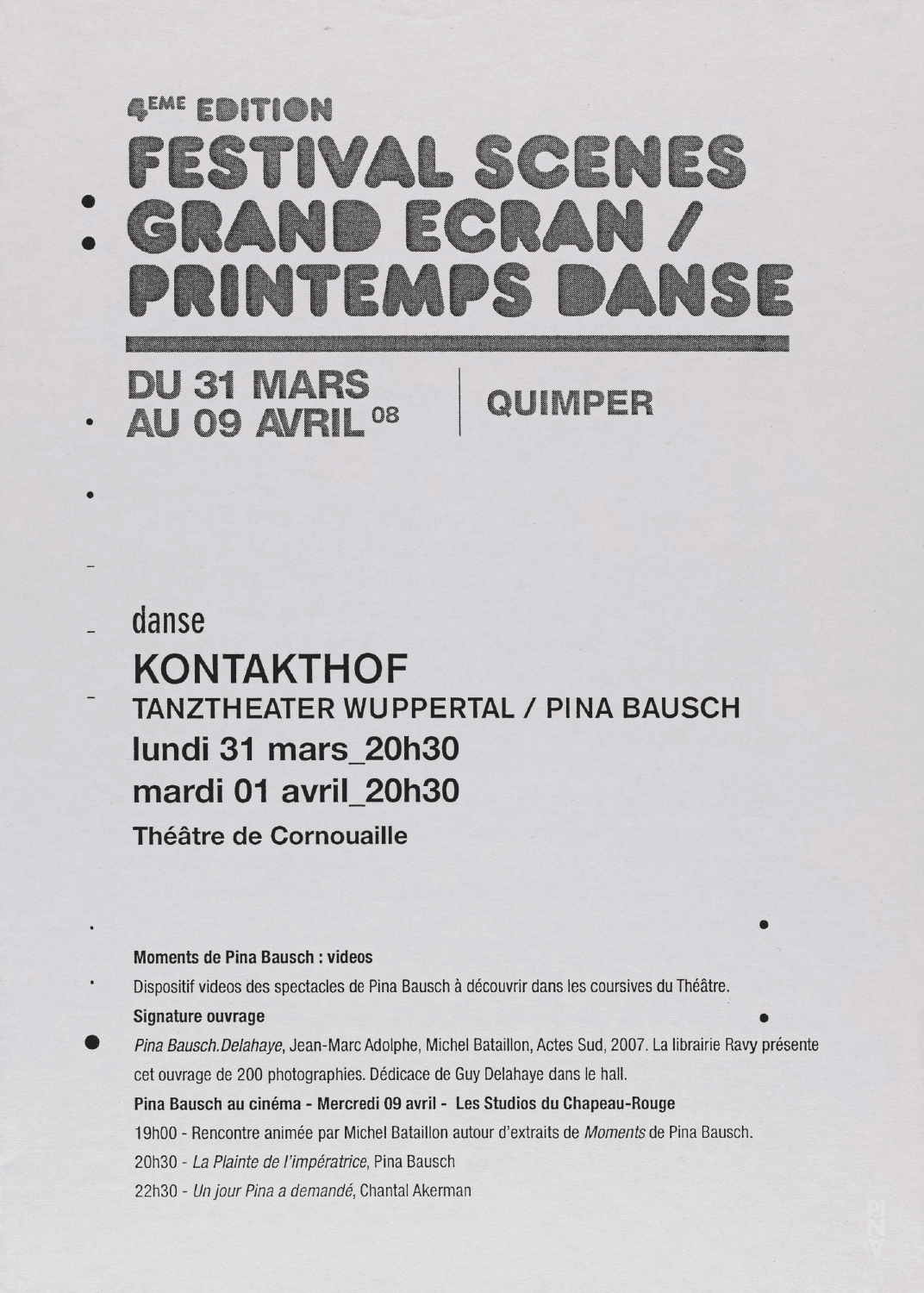 Booklet for “Kontakthof. With Ladies and Gentlemen over 65” by Pina Bausch with Kontakthof-Ensemble Damen und Herren ab ´65 in in Quimper, 05/02/2008 – 05/03/2008