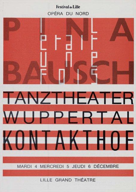Abendzettel zu „Kontakthof“ von Pina Bausch mit Tanztheater Wuppertal in Lille, 04.12.1984–06.12.1984