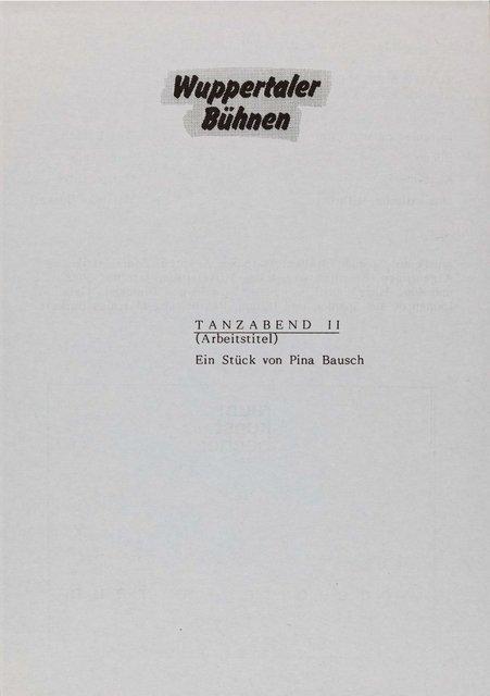 Programme pour « Tanzabend II » de Pina Bausch avec Tanztheater Wuppertal à Wuppertal, 27 avril 1991