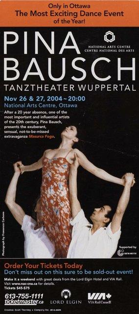 Flyer for “Masurca Fogo” by Pina Bausch with Tanztheater Wuppertal in in Ottawa, 11/26/2004 – 11/27/2004