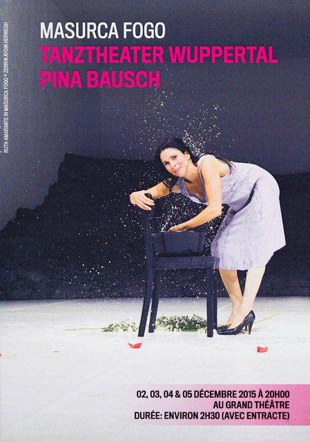 Programme pour « Masurca Fogo » de Pina Bausch avec Tanztheater Wuppertal à Luxembourg, 2 déc. 2015 – 5 déc. 2015