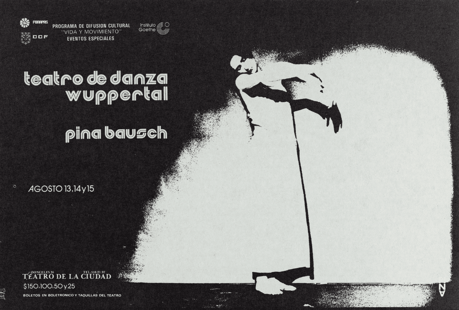 Flyer for “The Rite of Spring” and “Kontakthof” by Pina Bausch with Tanztheater Wuppertal in in Mexico City, 08/13/1980 – 08/15/1980