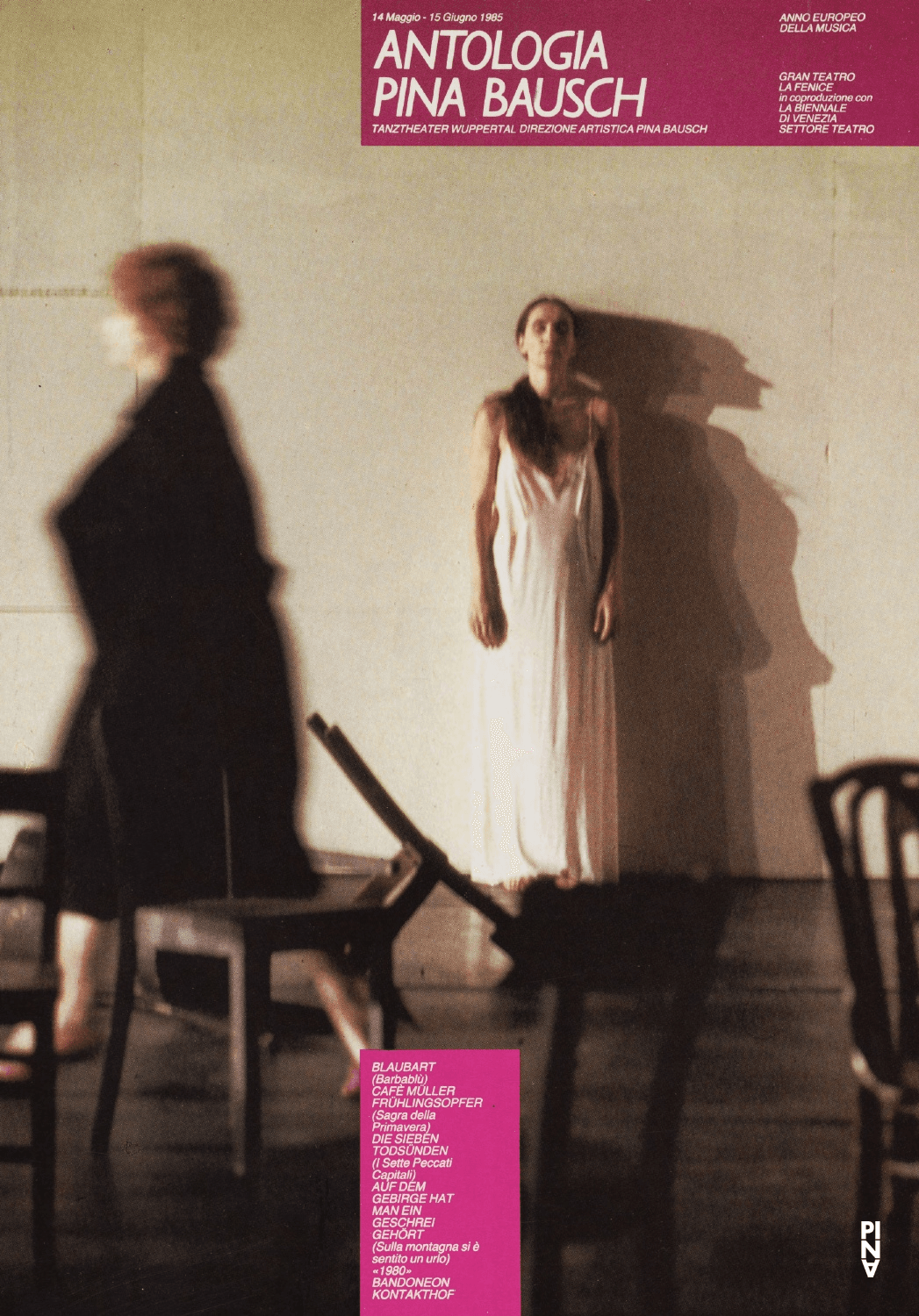 Booklet for “Bluebeard. While Listening to a Tape Recording of Béla Bartók's Opera "Duke Bluebeard's Castle"”, “The Rite of Spring”, “Café Müller” and more by Pina Bausch with Tanztheater Wuppertal in in Venice, 05/14/1985 – 06/08/1985