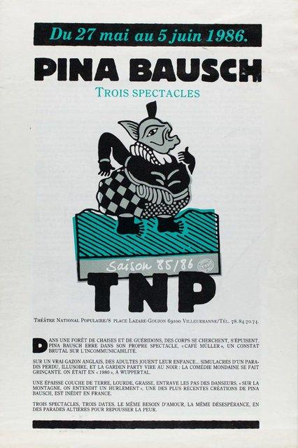 Booklet for “Café Müller”, “Auf dem Gebirge hat man ein Geschrei gehört (On the Mountain a Cry Was Heard)” and “1980 – A Piece by Pina Bausch” by Pina Bausch with Tanztheater Wuppertal in in Lyon and Villeurbanne, 05/27/1986 – 06/05/1986