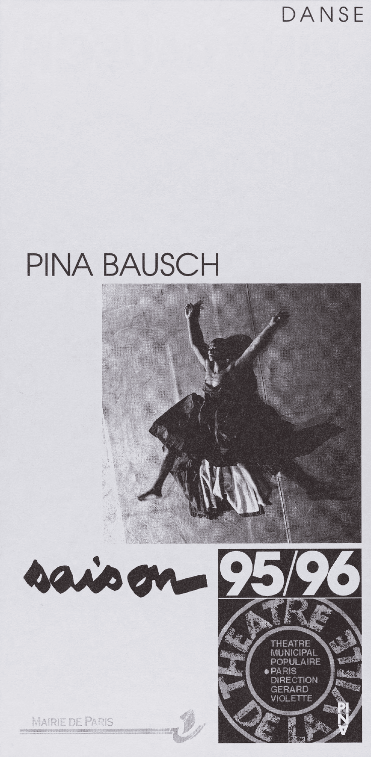 Programmheft zu „Danzón“ und „Kontakthof“ von Pina Bausch mit Tanztheater Wuppertal in Paris, 12.06.1996–30.06.1996