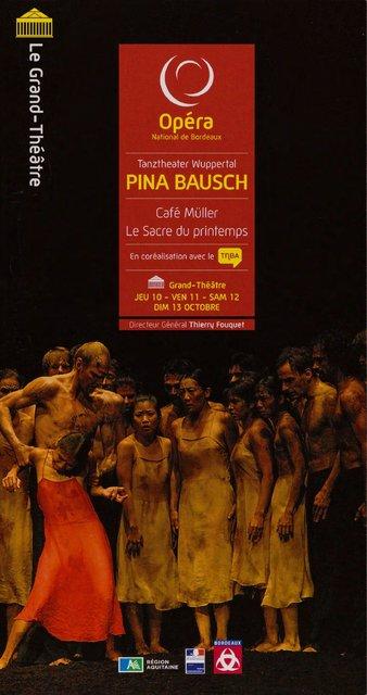 Booklet for “Café Müller” and “The Rite of Spring” by Pina Bausch with Tanztheater Wuppertal in in Bordeaux, 10/10/2013 – 10/13/2013