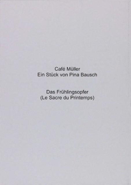 Programme pour « Café Müller » et « Le Sacre du printemps » de Pina Bausch à Wuppertal, 28 jan. 2016 – 31 jan. 2016