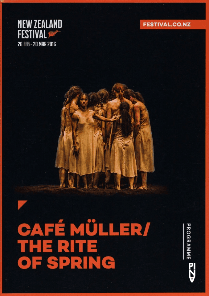 Programme pour « Café Müller » et « Le Sacre du printemps » de Pina Bausch avec Tanztheater Wuppertal à Wellington, 17 mars 2016 – 20 mars 2016