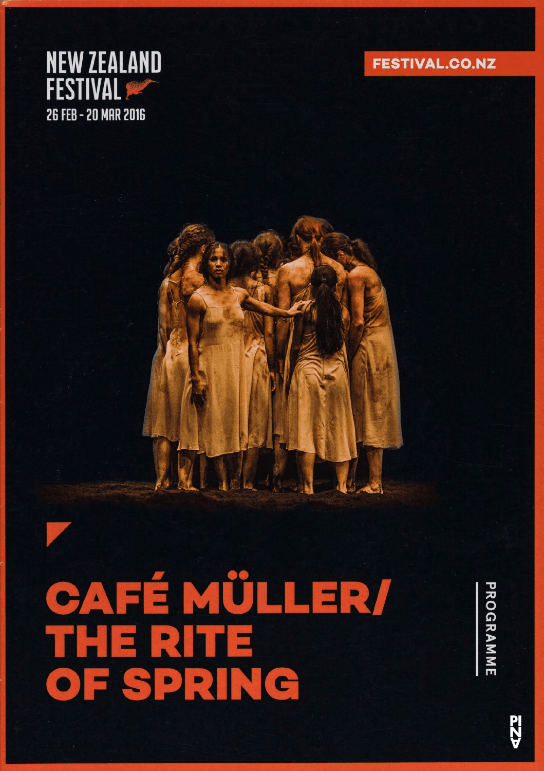 Programme pour « Café Müller » et « Le Sacre du printemps » de Pina Bausch avec Tanztheater Wuppertal à Wellington, 17 mars 2016 – 20 mars 2016