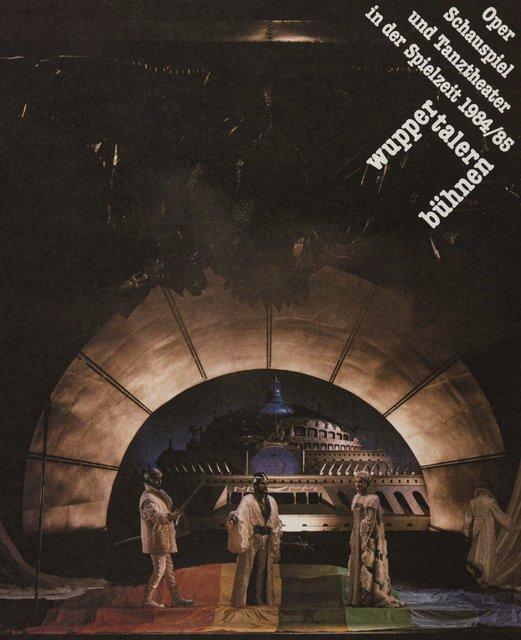 Season programme for “Auf dem Gebirge hat man ein Geschrei gehört (On the Mountain a Cry Was Heard)”, “Kontakthof” and “Renate wandert aus (Renate Emigrates)” by Pina Bausch with Tanztheater Wuppertal in in Wuppertal, 10/10/1984 – 01/09/1985